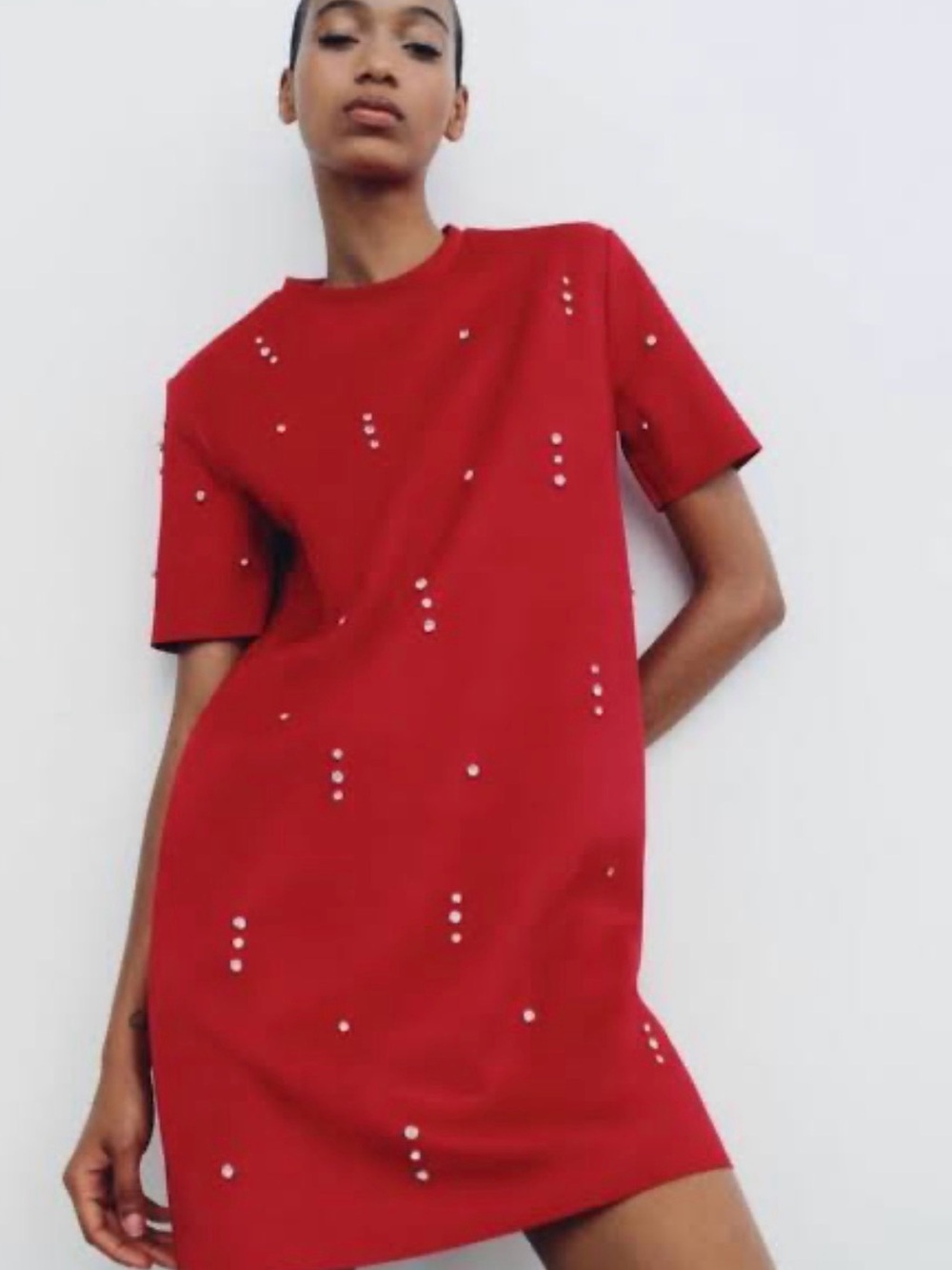 New Zara Red Faux Suede Mini Dress